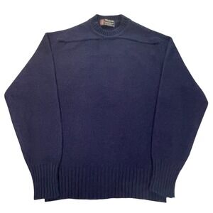 Vintage Woolcott Kenneth Gordon Mens M Navy Shetland Wool Sweater Great Britain